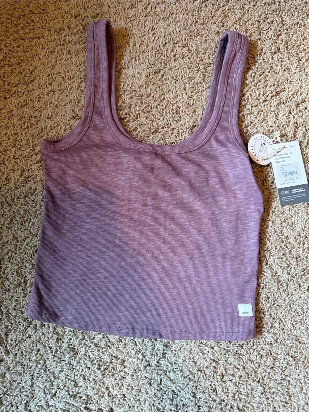 Vuori Sunrise Crop Tank Top - Orchid S